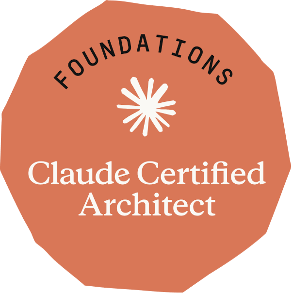Selo de certificação Claude Certified Architect – Foundations, emitido pela Anthropic